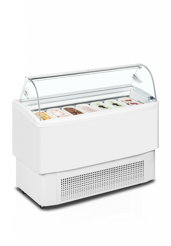 TefCold FIJI 7 Isdisk med buet glasfront hvid