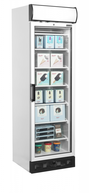 TefCold UFFS371GCP Displayfryser med lystop og glasd&oslash;r 270 liter