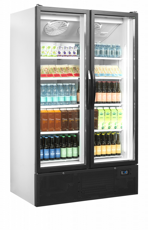 TefCold FS1202H 2-d&oslash;rs displayk&oslash;ler med h&aelig;ngslede d&oslash;re hvid 652 liter