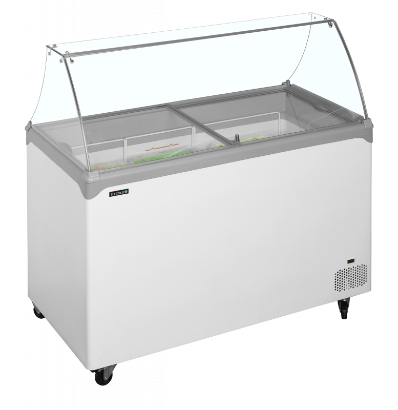 TefCold NIC402SC-SO Isdisk med statisk k&oslash;l lysegr&aring; 298 liter