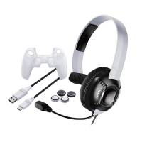 Raptor startkit til PS5 med headset, opladekabel og etui hvid