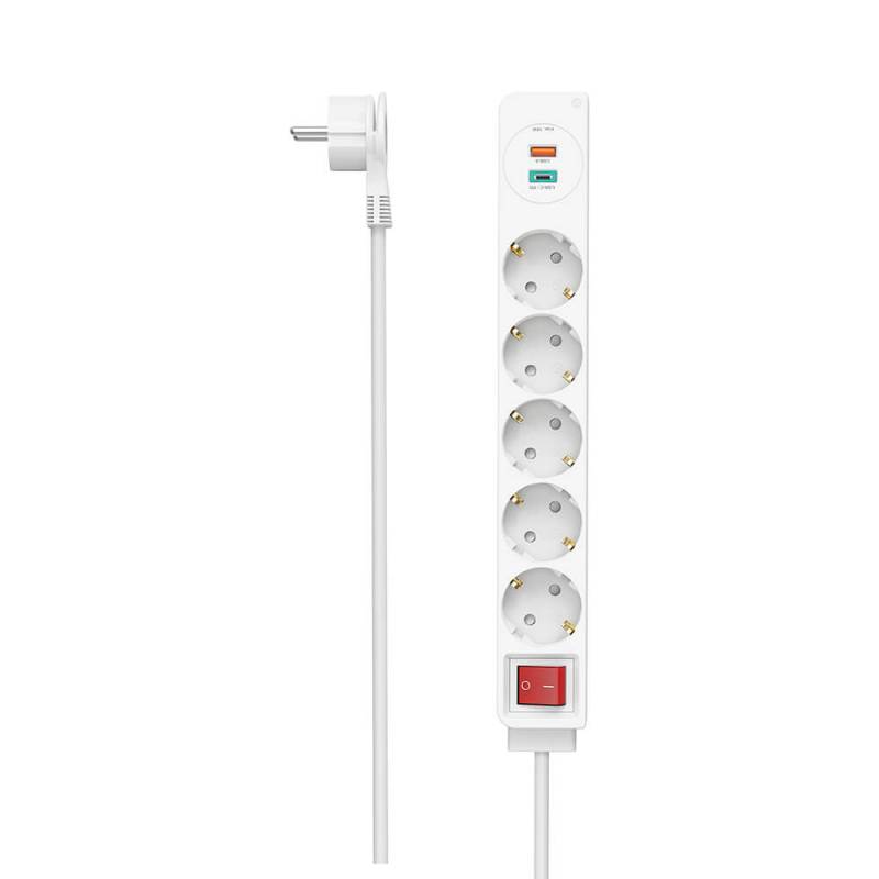 Hama power Strip 5-vejs USB-C/A 18W PD 1.4 meter hvid