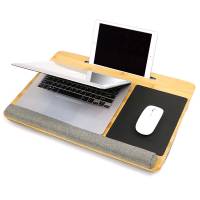 Twin laptop desktop bordplade i bambus med pude på bagside