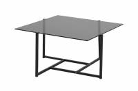 Hybrid sofabord 80x80 cm med gr&aring; glasbordplade