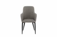 Comfort spisebordsstol med arml&aelig;n, gr&aring;t stof og sorte ben