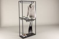 Staal garderobestativ 188x85x35cm i sort metal