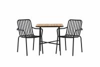 Holmbeck cafes&aelig;t med bord i akacie 70x55cm og 2 sorte stole
