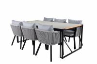 Texas+Virya haves&aelig;t med bord 200x100cm og 6 stole