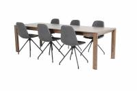 Slider udtr&aelig;ksbord i eg 170x95cm + 6 spisebordsstol med drejefunktion