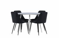 Plaza spisebord rundt &Oslash;100cm gr&aring; med 4 Night sorte stole