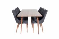 Polar spisebord 180x90cm valn&oslash;d + 6 spisebordsstole sort og valn&oslash;d