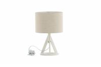 Kona bordlampe 51cm med hvid linnedsk&aelig;rm og hvidt stel