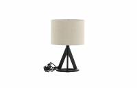 Kona bordlampe 51cm med hvid linnedsk&aelig;rm og sort stel