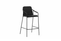 Tvist barstol med arml&aelig;n 72 cm sort PU og metalstel