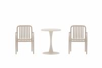 Limnos cafes&aelig;t med bord &Oslash;60cm og 2 stole beige