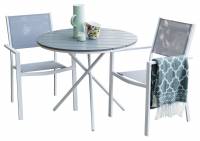 Parma caf&eacute;bord &Oslash;90cm med 2 stole gr&aring; med hvidt stel