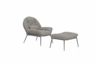Cala loungestol med fodskammel i kunstflet beige