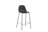 Polar barstol med rygl&aelig;n 77 cm i sort PU/polyester og sort st&aring;l