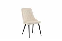 Velvet Deluxe spisebordsstol i beige velour med sorte ben