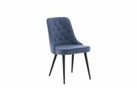 Velvet Deluxe spisebordsstol i bl&aring; velour med sorte ben