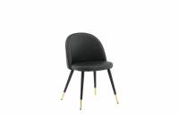 Velvet spisebordsstol i sort velour & linned med sort stel