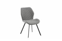 Gemma spisebordsstol med gr&aring;t stof og sorte ben