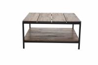 Padang sofabord 80x80cm i teak og sort st&aring;l