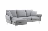 Toulouse sofa 3-personers med chaiselong gr&aring; stof