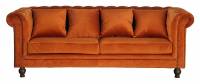 Velvet 3-personers sofa 217cm orange velour og tr&aelig;