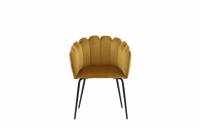 Limhamn spisebordsstol med arml&aelig;n i gul velour med sorte ben