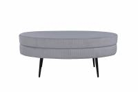 Otto Ottoman oval 100x40cm gr&aring; fl&oslash;jl med sorte ben