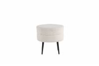 Pot puf &Oslash;40cm med hvid Teddy velour og sorte ben