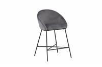 Barstol med h&oslash;jde 67cm og m&oslash;rkegr&aring; velour med sort metalstel