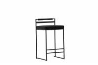 Opelika barstol 66 cm i sort velour med sort metalstel