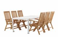 Togo havespisebord 200x100cm og 6 stk. Kenya stole i teak