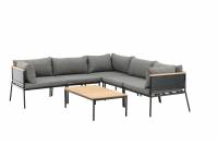 Nettan havem&oslash;bels&aelig;t med hj&oslash;rnesofa og teak bord natur 