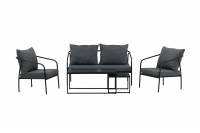 Sopot sofagruppe med sofa 2 stole og 2 borde sort