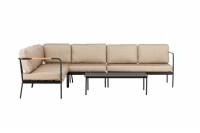 Pehnna havem&oslash;bels&aelig;t med hj&oslash;rnesofa og bord beige