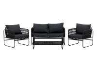 Utah lounges&aelig;t med sofa to stole og glasbord sort