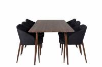 Polar+Arch spisebordss&aelig;t 180x90cm med 6 stole sort og valn&oslash;d