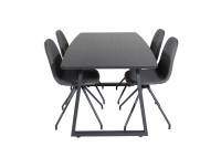 Inca udtr&aelig;ksbord 160x85cm med 4 spisebordsstol med drejefunktion sort