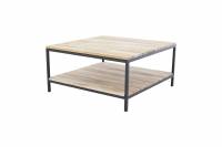 Cirebon sofabord 80x80cm i teak og sort st&aring;l