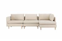 Zero 3-personers sofa 277cm i beige med tr&aelig;ben