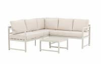 Salvador udend&oslash;rs hj&oslash;rnesofa med hynder og bord beige