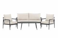 Taromina lounges&aelig;t med sofa 2 stole og bord beige og sort