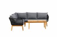 Chania havem&oslash;bels&aelig;t med hj&oslash;rnesofa og bord i akacie sort