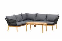 Chania havem&oslash;bels&aelig;t med hj&oslash;rnesofa og bord i akacie sort