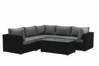 Amazon outdoor sort lounge hj&oslash;rnesofa med bord og gr&aring; hynder 