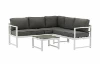 Salvador udend&oslash;rs hj&oslash;rnesofa med hynder og bord gr&aring;