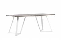 Marina spisebord 180x90 cm i gr&aring; MDF med hvide st&aring;lben